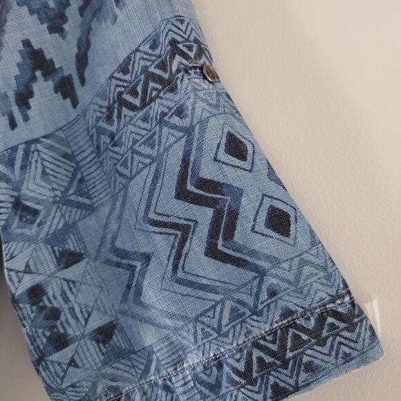 Chelsea & Theodore Aztec Print Chambray Shirt Dress Size XL - Picture 4 of 7